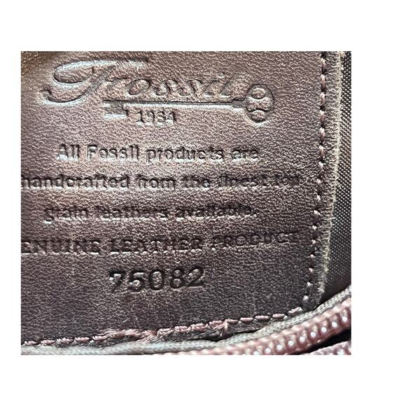 Fossil Brown Leather Tote Satchel Purse - Boho Vintage Y2K Style 75082 - Picture 2 of 12